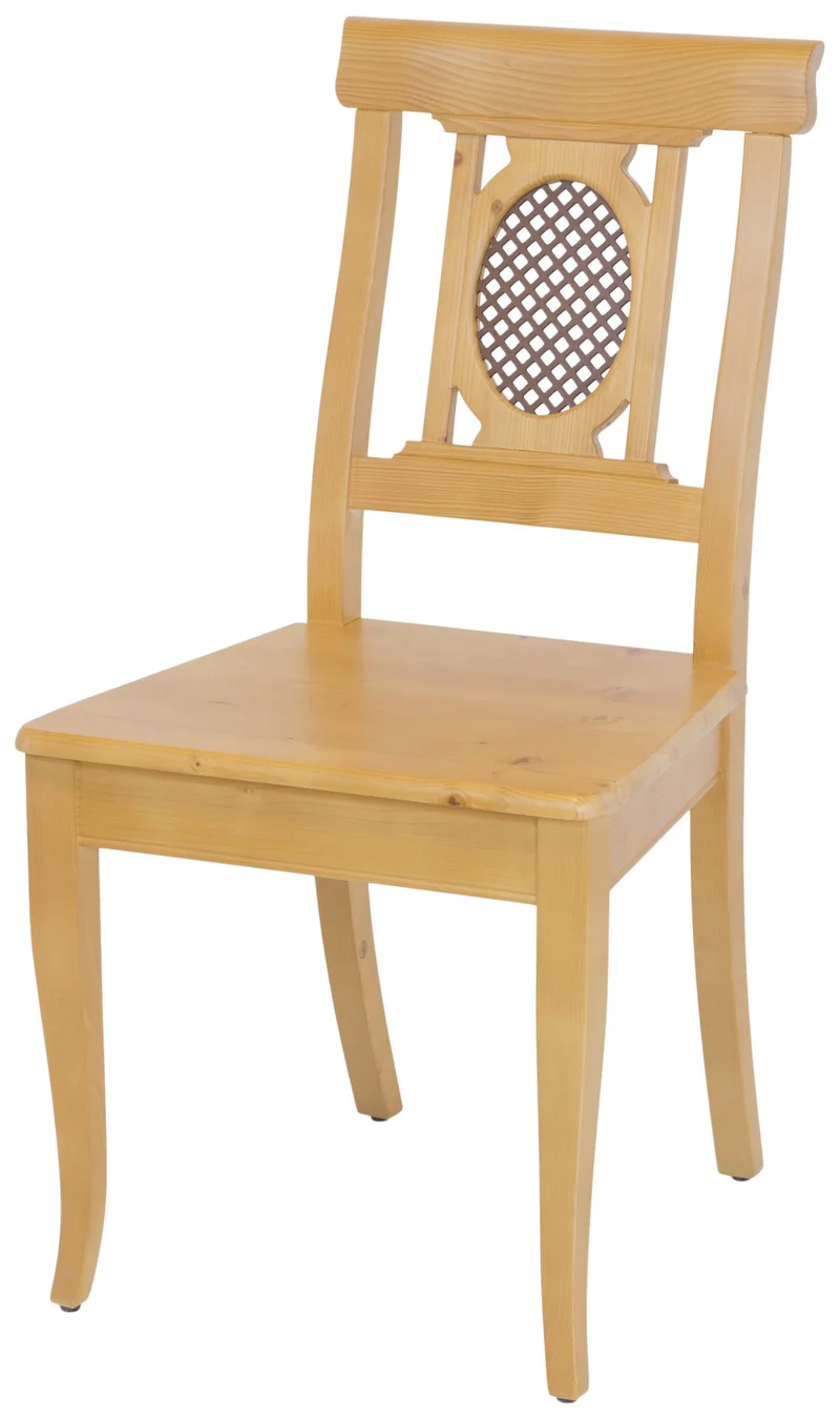 Stuhl Verona Esszimmerstuhl mit Ziergitter, Fichte Massivholz lackiert
