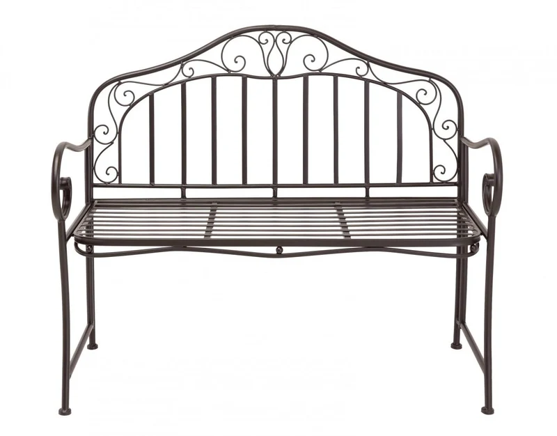 Eisenbank MARTINO 110 cm Metallbank mit Armlehne dunkel antik