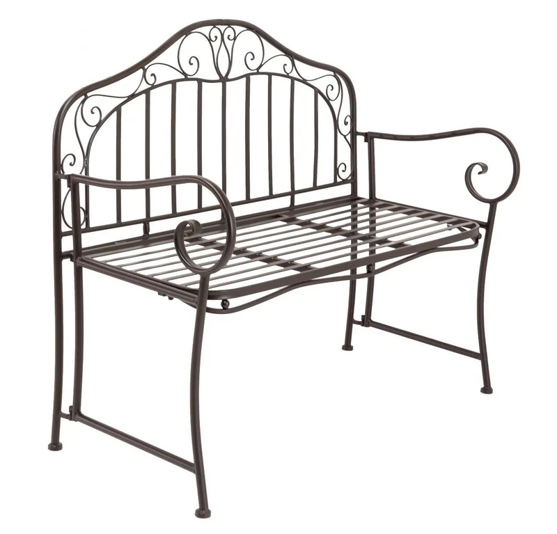 Eisenbank MARTINO 110 cm Metallbank mit Armlehne dunkel antik