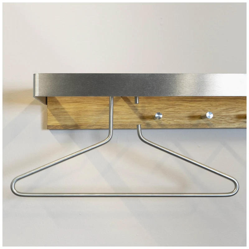 Wandgarderobe Noa 1 aus Eiche und Edelstahl von Spinder