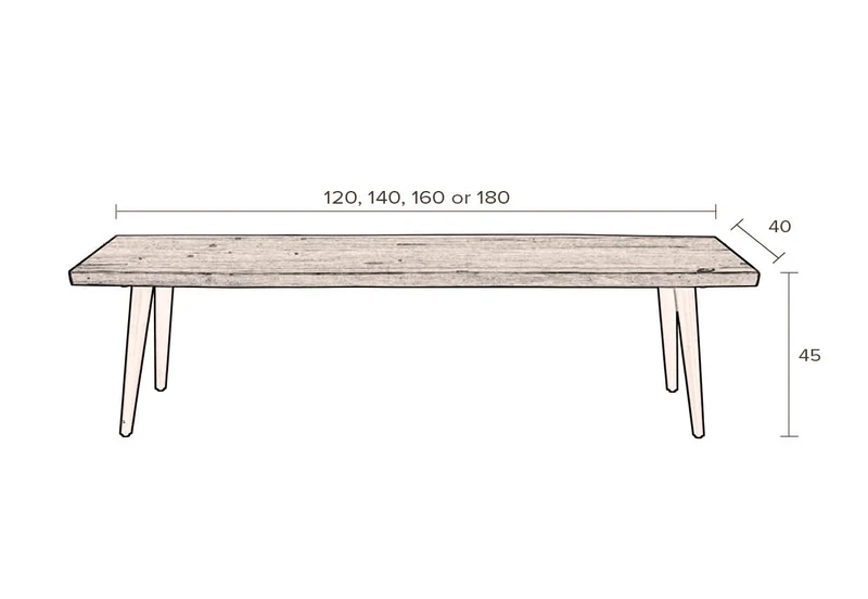 Bank ALAGON Walnuss mit Baumkante 120 cm von DUTCH BONE