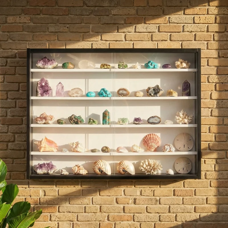 Sammlervitrine Setzkasten Collecty Schwarz/Weiß mit Glasschiebetüren