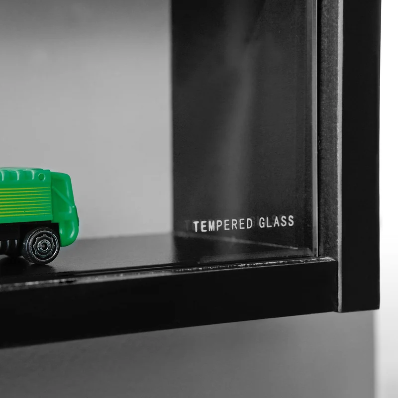 Sammlervitrine Setzkasten Collecty Schwarz/Weiß mit Glasschiebetüren