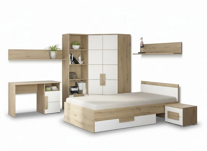 Kinderzimmer Jugendzimmer ARKINA 8 tlg. - Artisan Eiche Weiß von Forte