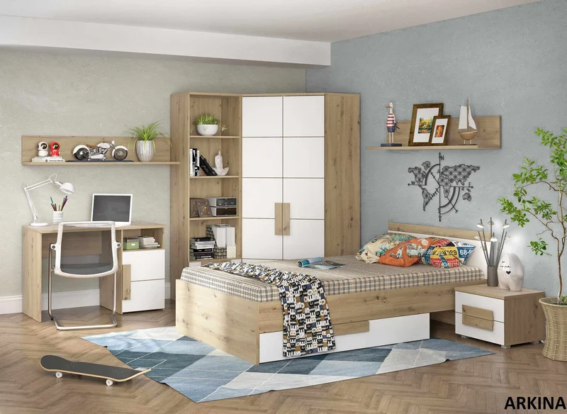 Kinderzimmer Jugendzimmer ARKINA 8 tlg. - Artisan Eiche Weiß von Forte