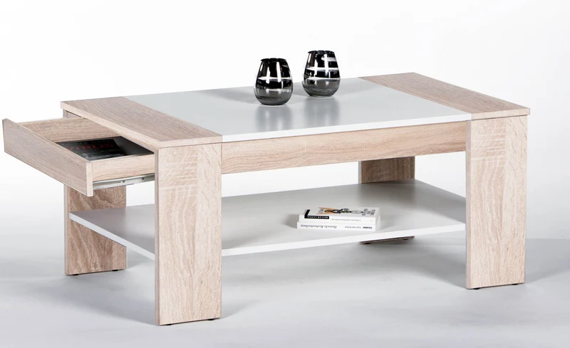 Couchtisch FINLEY PLUS 100 x 58 , Sonoma Eiche / Weiß