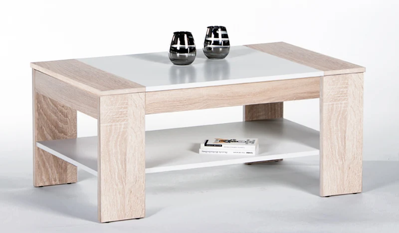 Couchtisch FINLEY PLUS 100 x 58 , Sonoma Eiche / Weiß