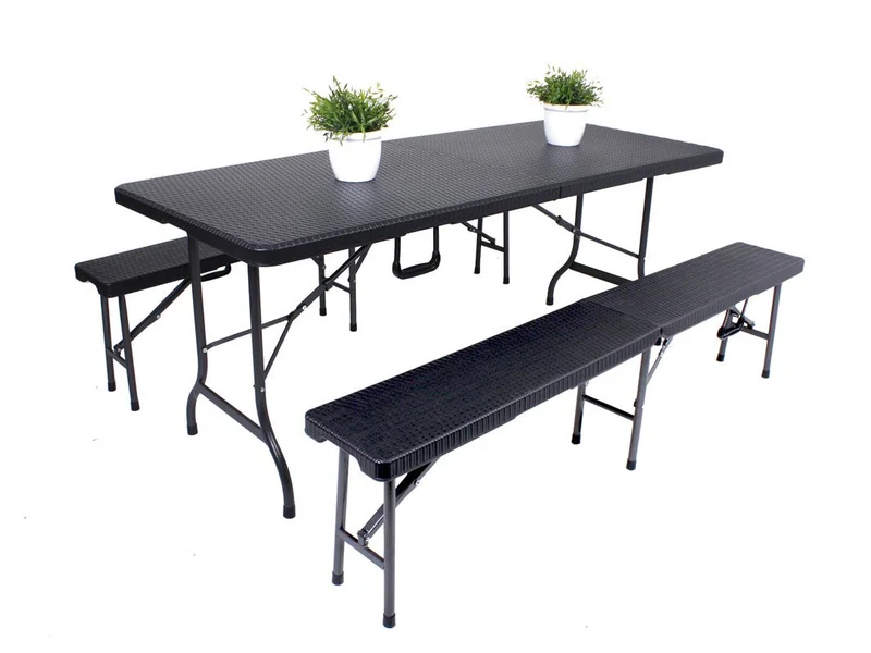 Tischset Gartengarnitur VENTANA Kunststoff Rattanoptik 3-teilig