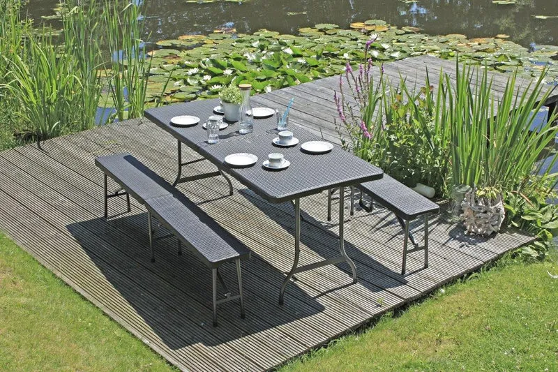 Tischset Gartengarnitur VENTANA Kunststoff Rattanoptik 3-teilig