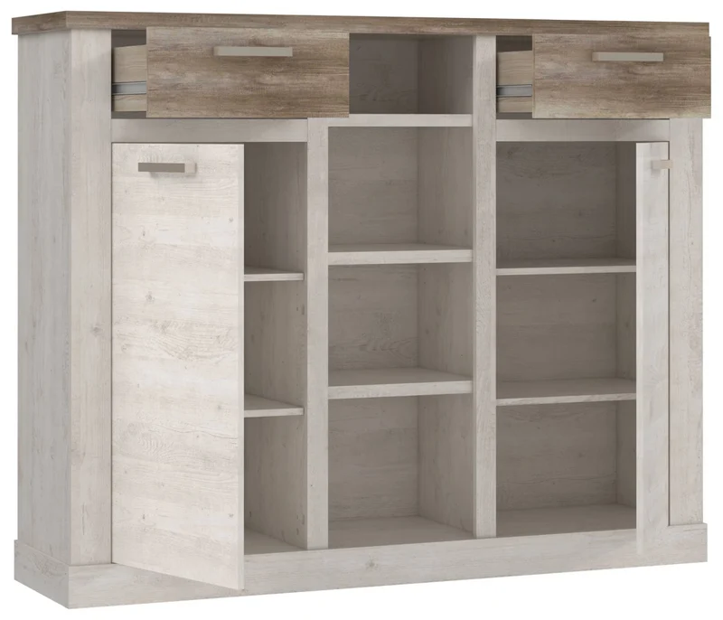Esszimmer DURO Set 5-tlg Optik: Pinie weiß antik