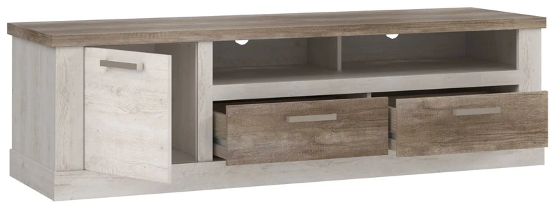 Wohnzimmerschrank DURO, Pinie weiß/Eiche Antik, 4-teilig, Forte