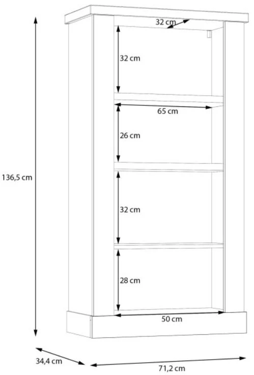 Wohnzimmerschrank DURO, Pinie weiß/Eiche Antik, 4-teilig, Forte