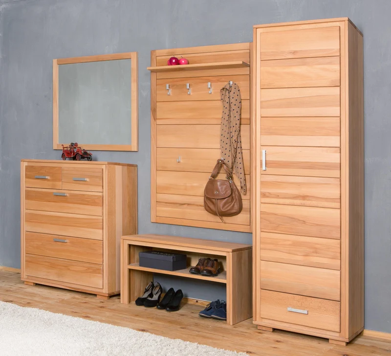 Dielenschrank 1-türig Kernbuche Massivholz geölt, Genf