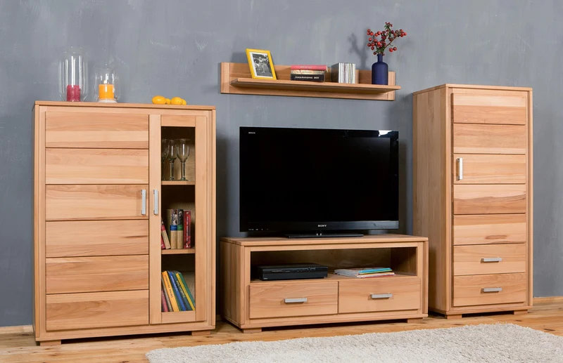 Schrank 1-türig rechts Kernbuche Massivholz geölt, Genf