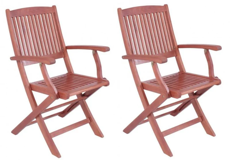 Gartensessel 2er Set Klappsessel mit Armlehne Eukalyptus geölt
