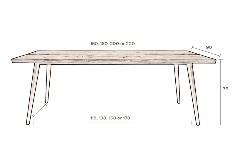 Esstisch ALAGON Walnuss mit Baumkante 180 x 90 cm von DUTCH BONE