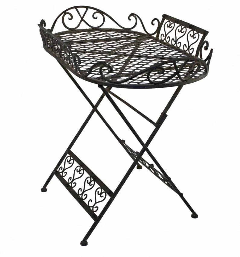 Klapptisch Tabletttisch COVELO in Eisen antik braun lackiert