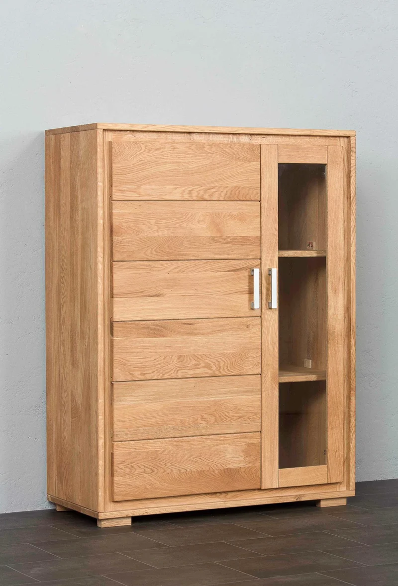 Wohnzimmerschrank Wildeiche massiv geölt, 4-teilig, Basel Set IV