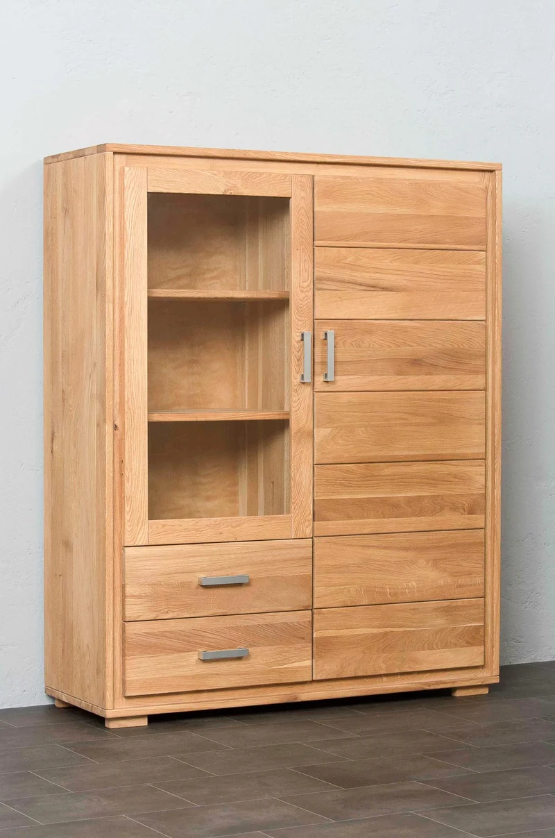 Wohnzimmerschrank Wildeiche massiv geölt, 4-teilig, Basel Set IX