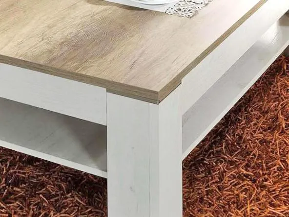 Couchtisch DURO 120 x 75 cm Optik Pinie weiß / Eiche antik