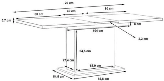 Esstisch Ausziehtisch DURO 160 - 200 cm Optik Pinie weiß / Eiche antik