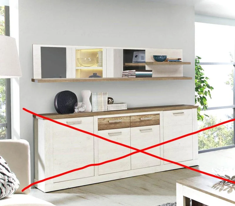 Wandboard mit Spiegel passend zur Serie DURO, Pinie weiß antik