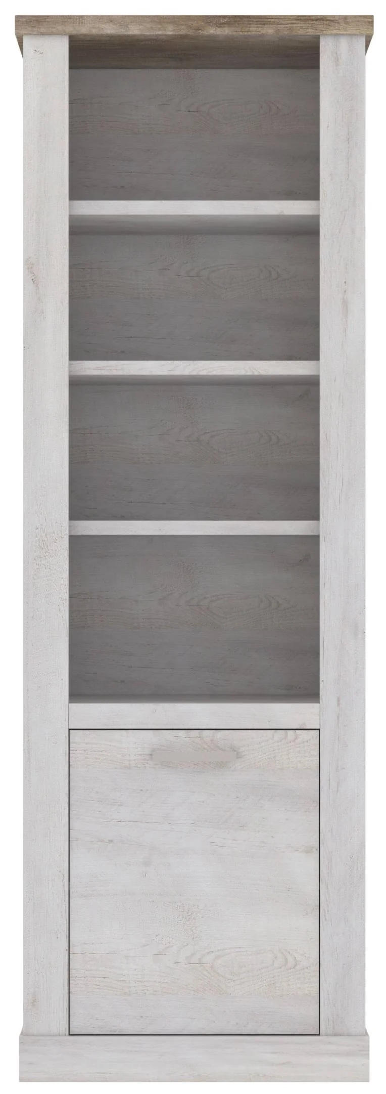 Regal DURO Bücherregal 1 Tür, 3 offene Fächer, Pinie weiß antik