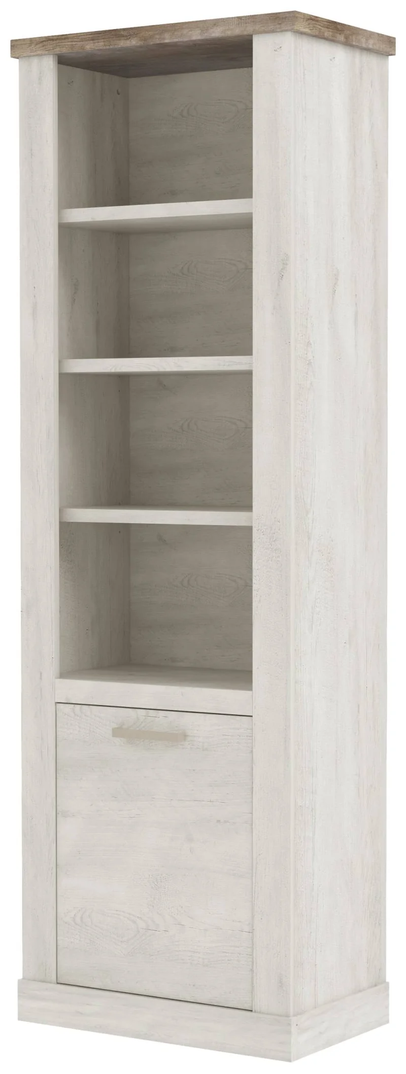Regal DURO Bücherregal 1 Tür, 3 offene Fächer, Pinie weiß antik