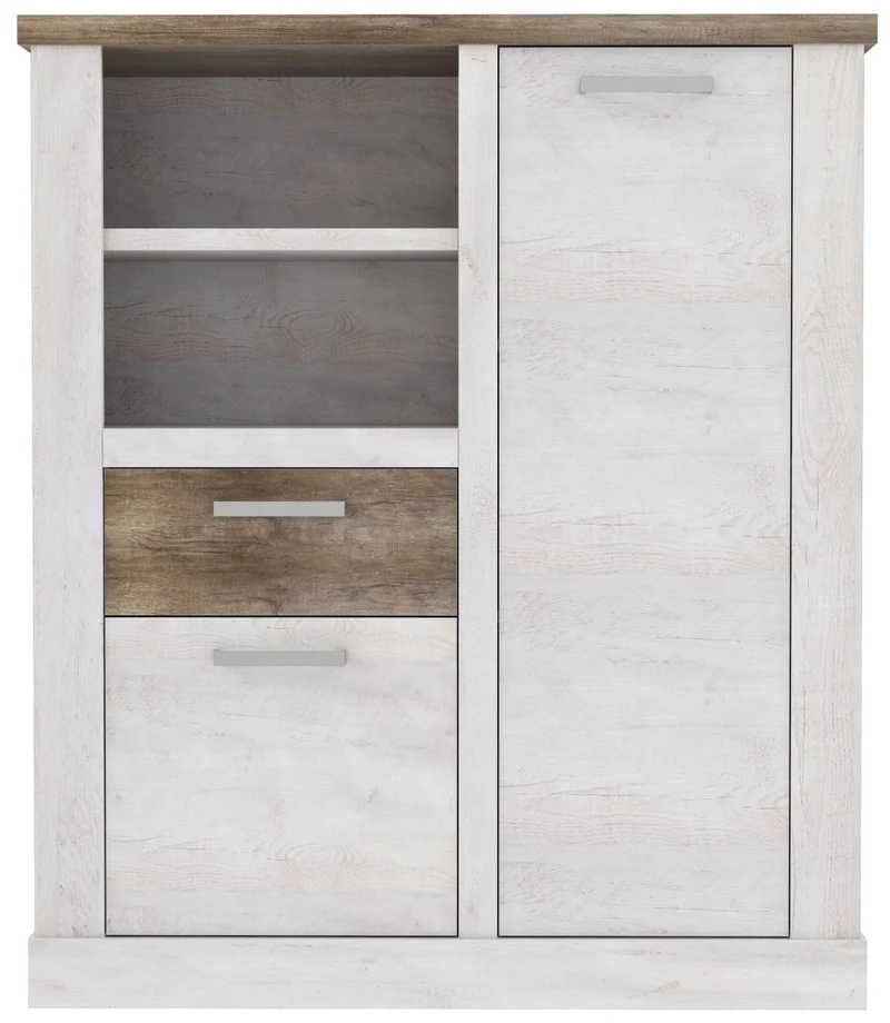 Highboard DURO, 2 trg. und 1 Schublade, in Pinie weiß antik von Forte