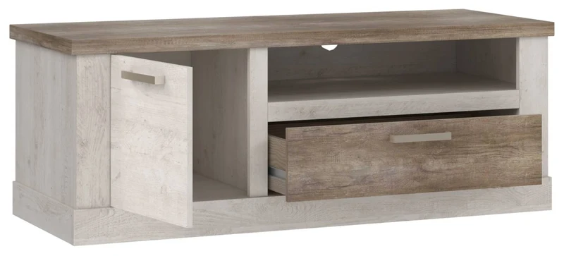 Wohnzimmerschrank DURO, Pinie weiß/Eiche Antik, 5-teilig, Forte