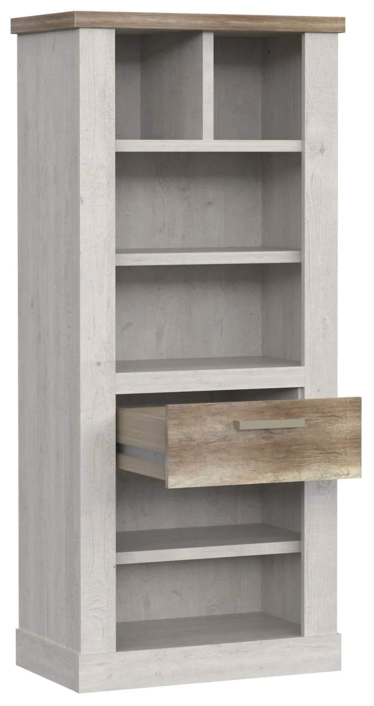 Wohnzimmerschrank DURO, Pinie weiß/Eiche Antik, 5-teilig, Forte