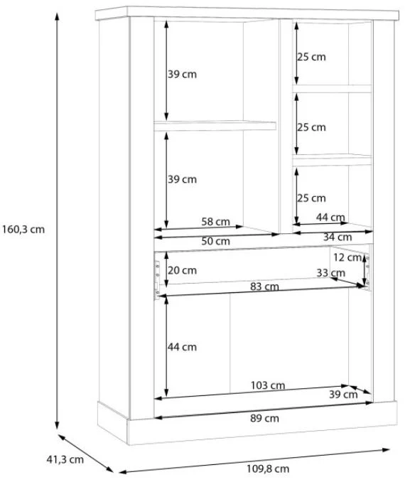 Wohnzimmerschrank DURO, Pinie weiß/Eiche Antik, 5-teilig, Forte