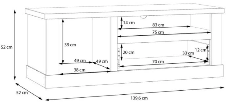 Wohnzimmerschrank DURO, Pinie weiß/Eiche Antik, 5-teilig, Forte