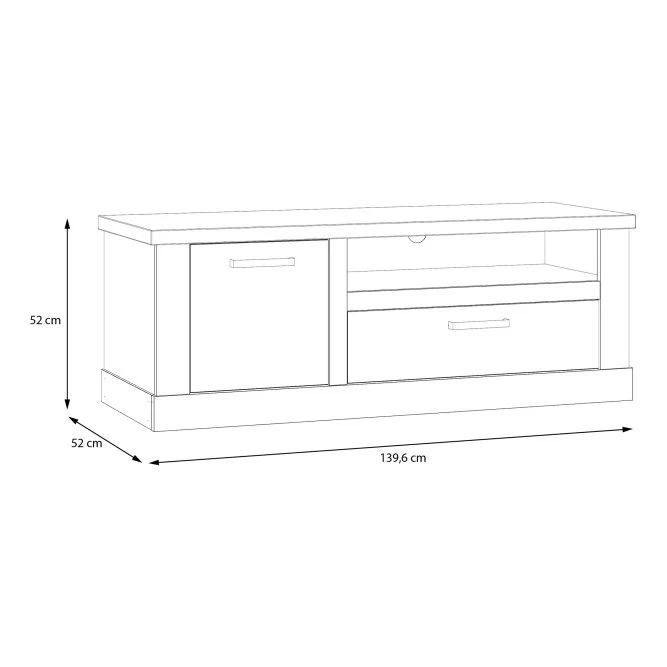 Lowboard DURO TV-Board mit Gerätefach, Optik: Pinie weiß antik, Forte