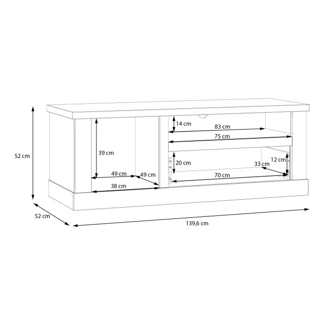 Lowboard DURO TV-Board mit Gerätefach, Optik: Pinie weiß antik, Forte