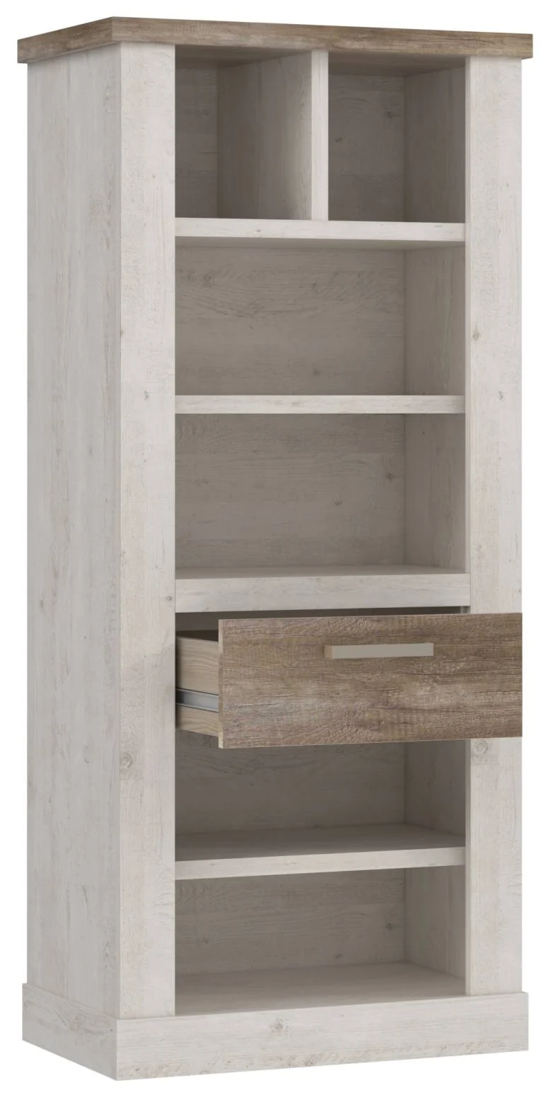 Regal DURO Bücherregal 1 Schublade - Optik: Pinie weiß antik