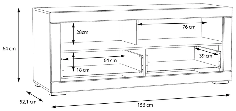 TV-Board SNOW Lowboard 156 cm, 2 Schubladen