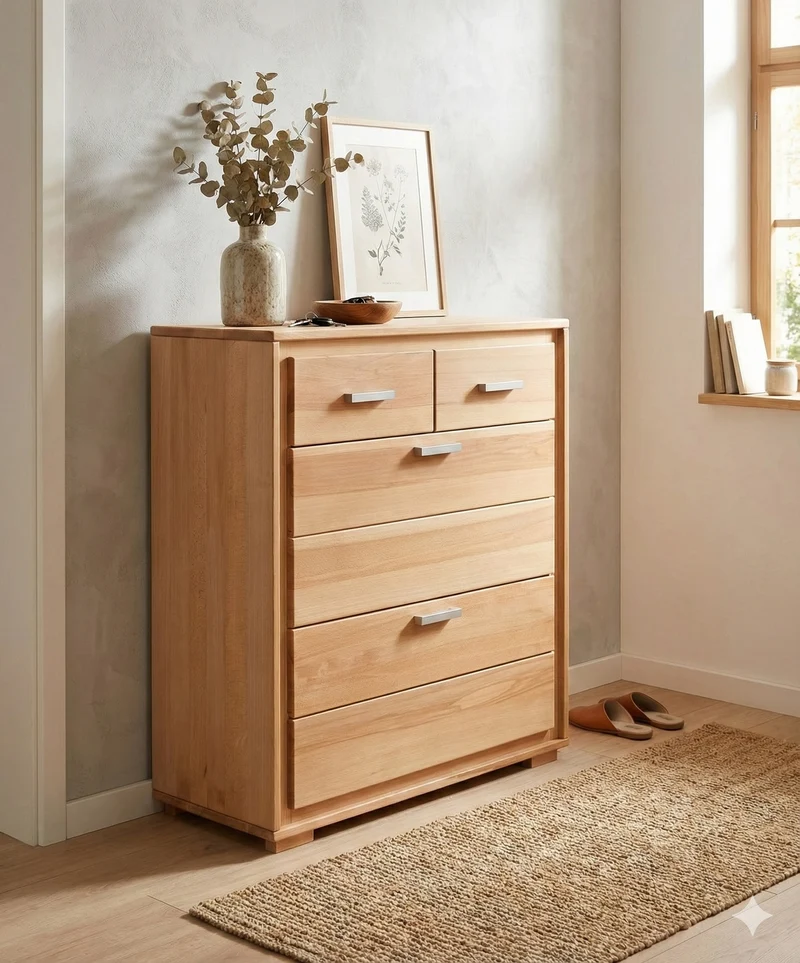 Schuhschrank Schuhkipper 91 cm Kernbuche massiv geölt, Genf