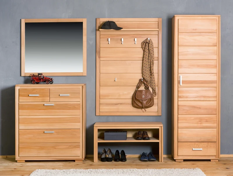 Schuhschrank Schuhkipper 91 cm Kernbuche massiv geölt, Genf