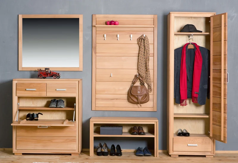 Schuhschrank Schuhkipper 91 cm Kernbuche massiv geölt, Genf