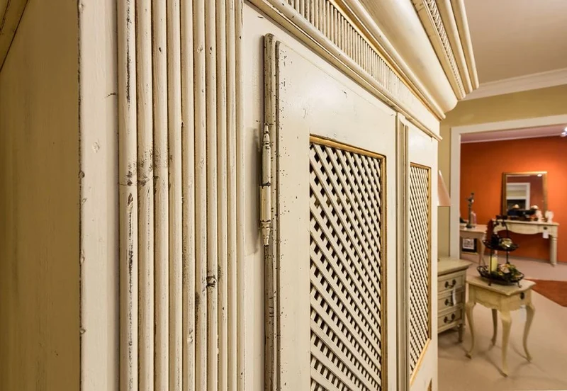Schrank Dielenschrank LOIRE, 2 Türen handbemalte Oberfläche