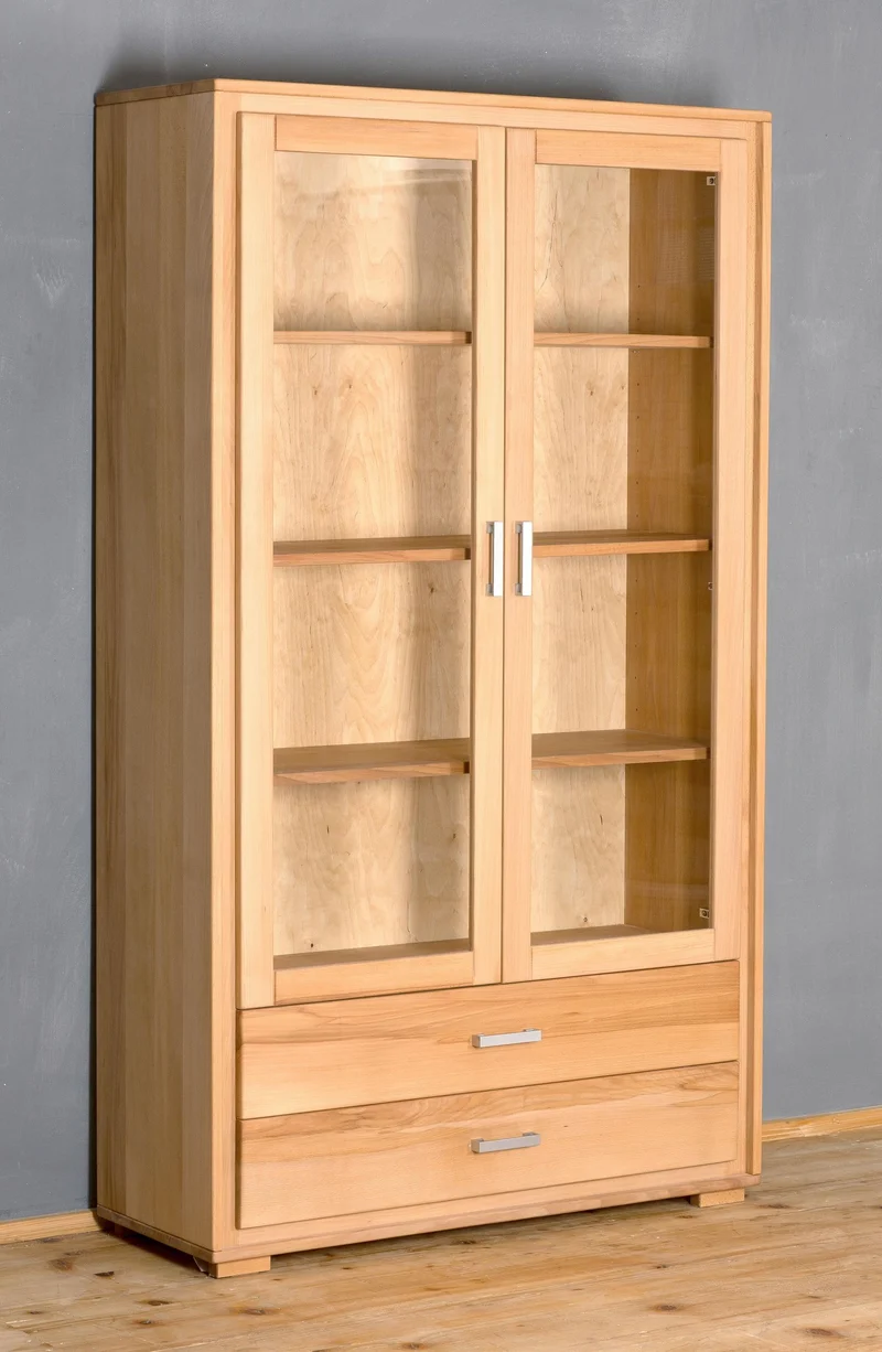 Vitrine 2-türig Kernbuche Massivholz geölt, Genf