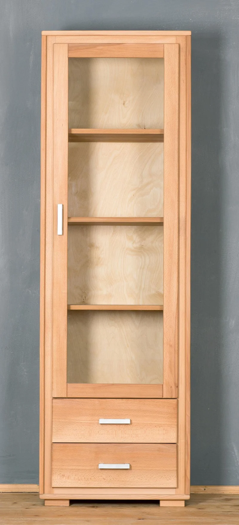 Vitrine 1-türig rechts Kernbuche Massivholz geölt, Genf