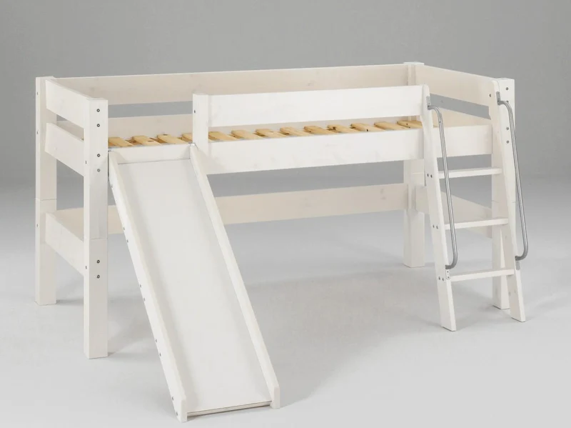 halbhohes MOBY Kinderbett mit Rutsche Kiefer von Dolphin