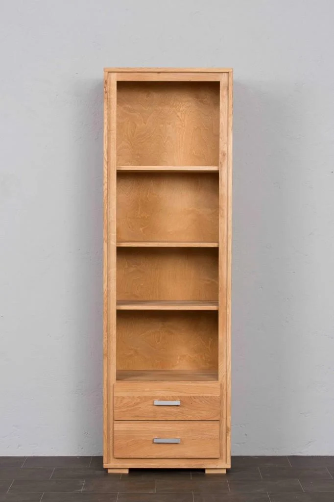 Regal 193 cm, 2 Schubladen, Wildeiche massiv geölt, Basel