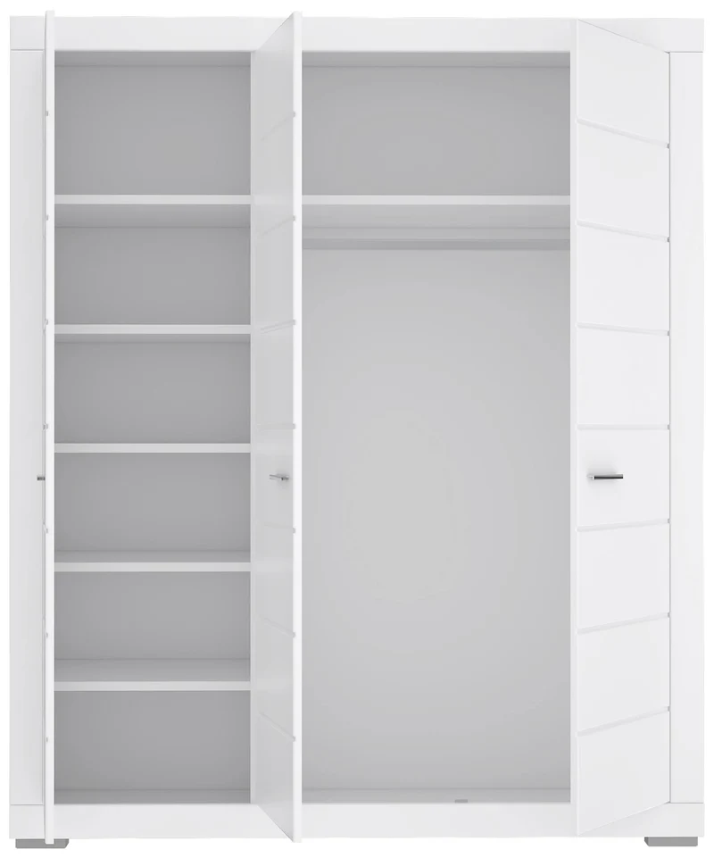 Kleiderschrank SNOW Schrank, 3 Türen, Facheinteilung, Weiß matt