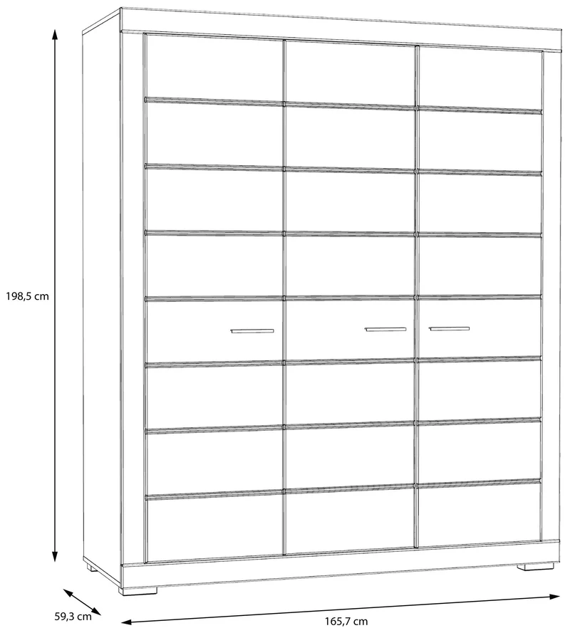 Kleiderschrank SNOW Schrank, 3 Türen, Facheinteilung, Weiß matt