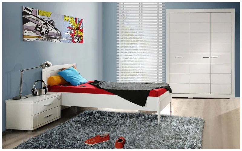 Kleiderschrank SNOW Schrank, 3 Türen, Facheinteilung, Weiß matt