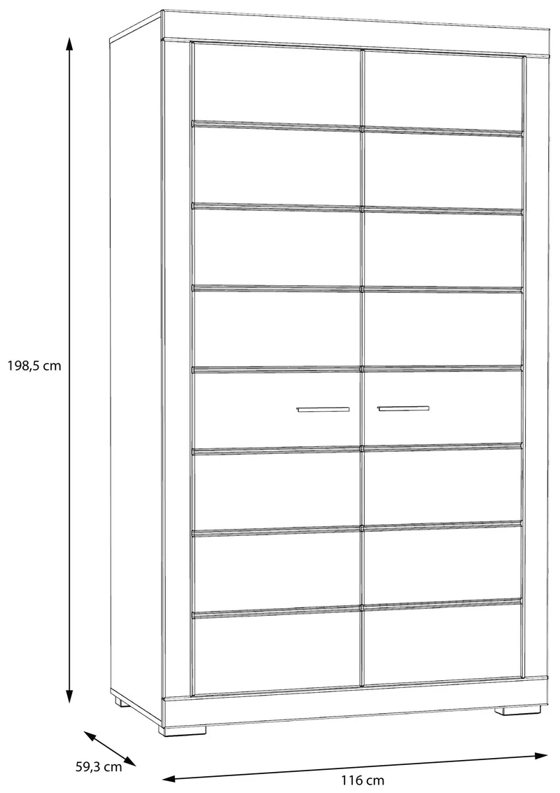 Kleiderschrank SNOW Schrank, 2 Türen, Breite 116 cm Weiß matt