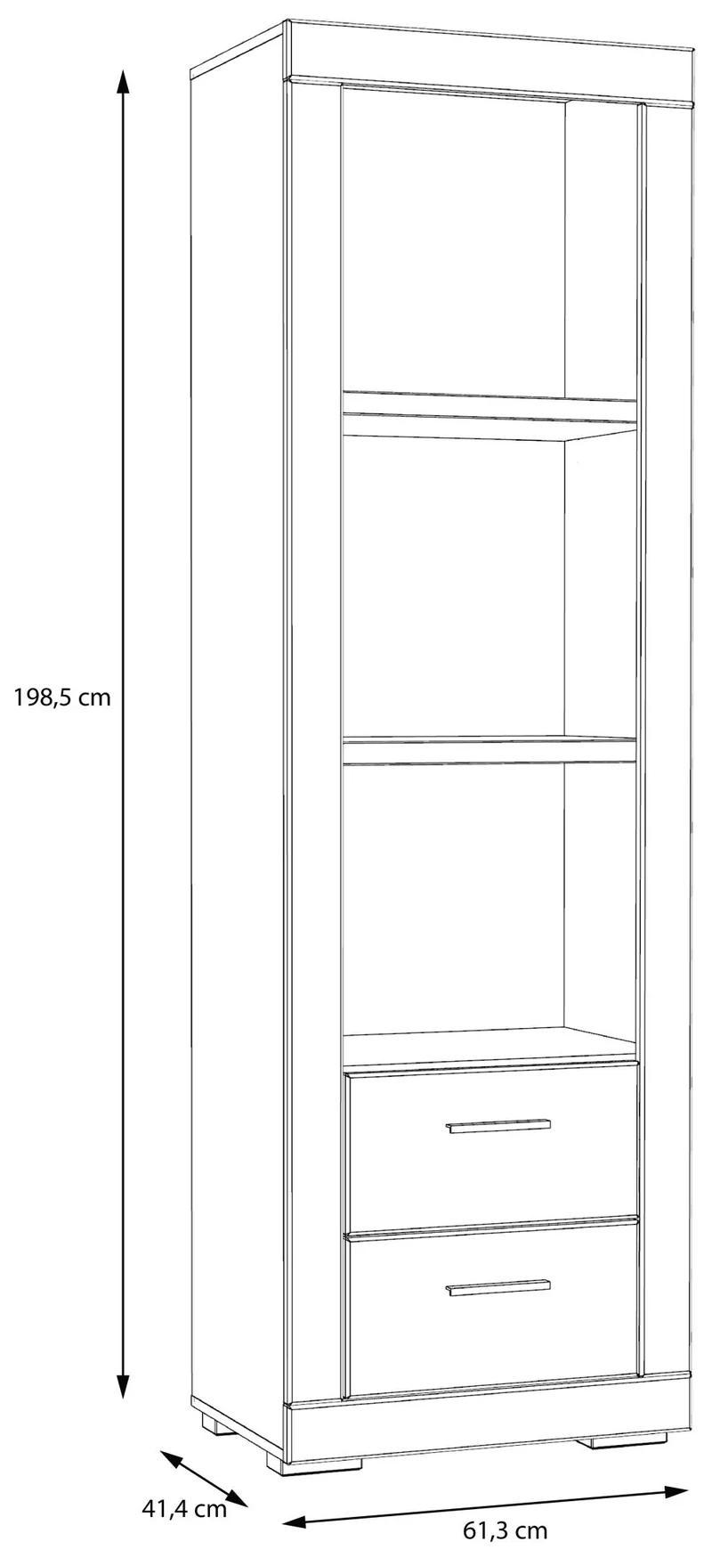 Regal SNOW Bücherregal, 2 Schubladen, Breite 61 cm, Weiß matt, Forte